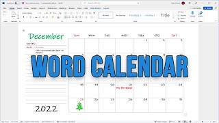 Insert an Editable Calendar to Microsoft Word [upl. by Ysirhc]