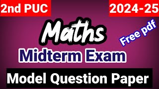 2nd PUC Maths Model Question Paper 2024 midterm exam Karnataka board [upl. by Alphonsa]