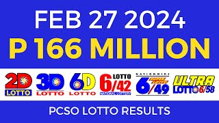 Lotto Result February 27 2024 9pm PCSO [upl. by Aleron401]