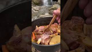 SlowCooked Lamb Shank in the Wilderness  LambShankOutdoorCooking [upl. by Gravante621]