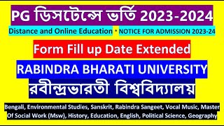 RABINDRA BHARATI UNIVERSITY PG Distance Form Fill up Date Extended PG ডিসটেন্সে ভর্তি 20232024 [upl. by Ahsenek784]