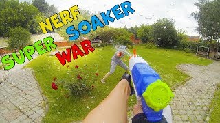 Nerf Super Soaker War Brother vs Sister [upl. by Eisor]