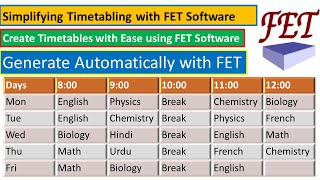 Creating Timetables Automatically with FET Software Tutorial [upl. by Irama509]