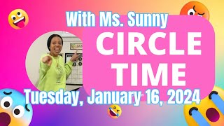 Circle Time for Daycares and Preschools with Miss Sunny  Tuesday January 16 2024  Calendar [upl. by Adiela295]