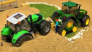 Bruder RC Tractor Deutz Stuck John Deere Tractor RC Action Video [upl. by Eldwen888]