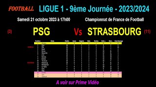 PSG  STRASBOURG  match de football de la 9ème journée de Ligue 1  Saison 20232024 [upl. by Aiotal]