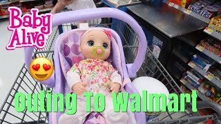 BABY ALIVE Real As Can Be Baby Outing To Walmart Shopping for Outfits [upl. by Dnalyaw]