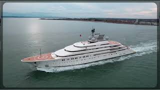 Brand new Super yacht Opera by Lürssen Germany heading from Portsmouth to Gibraltar drone 4k [upl. by Giovanni]