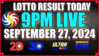 Lotto Result Today September 27 2024 9pm  Ez2 Swertres [upl. by Hayifas]