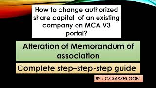 How to change the authorized capital of the company  Alteration in the Memorandum of Association [upl. by Duke474]