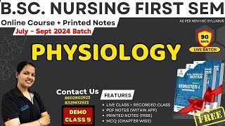 DEMO CLASS 5 PHYSIOLOGY B Sc NURSING 1ST SEM  PHYSIOLOGY IN HINDI B Sc NURSING LECTURE 2024 [upl. by Enifesoj]