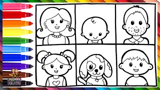 Dibuja y Colorea Una Familia 👩👨👧👦👶🐶🌈 Dibujos Para Niños [upl. by Mukerji]