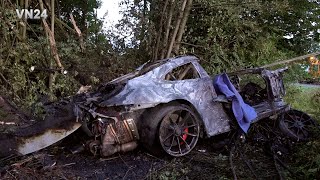 24072024  VN24  Porsche GT3 fing nach Unfall auf A44 Feuer  Dokumentation der Bergungsarbeiten [upl. by Cari]