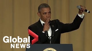 quotObama outquot President Barack Obamas hilarious final White House correspondents dinner speech [upl. by Donelu]