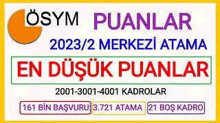 EN DÜŞÜK PUANLAR✅ LİSEÖNLİSANSLİSANS KPSS MEMUR 20232 MERKEZİ ATAMA EN DÜŞÜK PUANLAR KAÇ ATAMA✅ [upl. by Crescentia189]