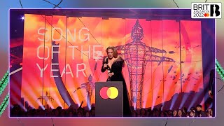 Adele wins Song of the Year  The BRIT Awards 2022 [upl. by Tillion]