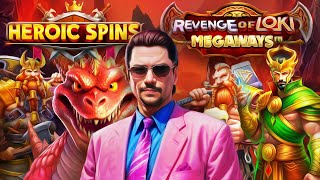 SPAMMING BONUS BUYS ON NEW SLOTS HEROIC SPINS AND REVENGE OF LOKI MEGAWAYS [upl. by Haldes]