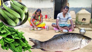 rural life cooking FISH CURRY with RIDGE GOURD and VEGETABLEShow tribe family cookingampeating [upl. by Beaudoin]