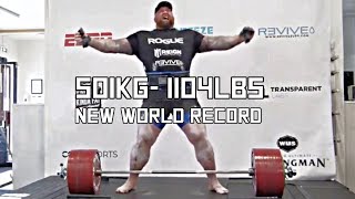 HAFTHOR BJORNSSON PULLS 501KG  BREAKS DEADLIFT WORLD RECORD [upl. by Marijo]