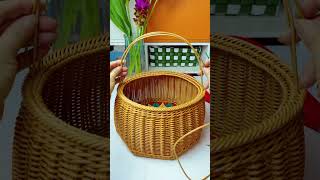 How to craft hand basket with rattan diy rattan basket [upl. by Leidag933]