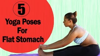 5 Simple Yoga Poses For A Flat Stomach  Yoga Exercises to Reduce Belly Fat Quickly amp Easily [upl. by Aibat]