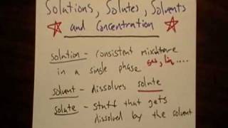 Solutions Solvents Solutes Concentration and Molarity [upl. by Vadnee]