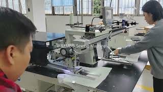 RAMBO RM727 Automatic polo shirt placket setter machine testing before delivery [upl. by Annabell]