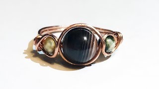 Easy wire wrap ring  Anello semplice con tre perle [upl. by Ainit29]