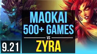 MAOKAI amp Ashe vs ZYRA amp Tristana SUPPORT  500 games KDA 8415  NA Master  v921 [upl. by Kilk141]