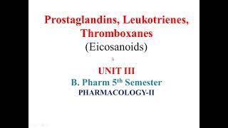 PROSTAGLANDINS  THROMBOXANE A2  LTs [upl. by Harutek]