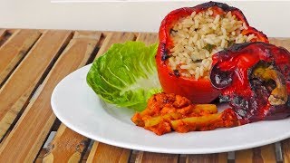 Griechische Gefüllte Paprika  Gemista Rezept  Vegan Vegetarisch [upl. by Natsud163]