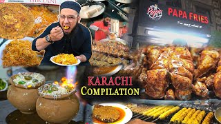 Best of Karachi Street Food 2023  Biryani Fries BBQ Desserts Katakat [upl. by Darsie]