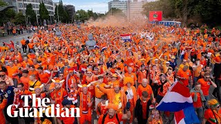 Netherlands fans dance in the streets of Hamburg ahead of first Euro 2024 match [upl. by Assereht]