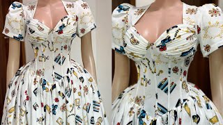 How to make a DRAPED CUP CORSET DRESS with BASQUE WAISTLINE and QUEEN ANNE YOKE NECKLINE [upl. by Eylk]