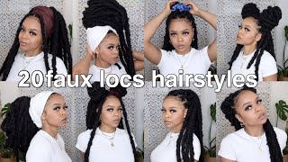 HOW TO STYLE FAUX LOCS IN 20 WAYS  CUTE EASY LOCS HAIRSTYLES  Headwrap Styles [upl. by Fancy]