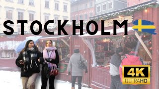 Stockholm Sweden Walking Tour December 2023  4K Gamla stan Old Town [upl. by Anatniuq]