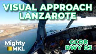 Visual approach runway 03 Arrecife Lanzarote ACE GCRR [upl. by Joyan]