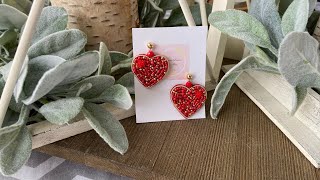 Aretes Bordados de Corazón  Embroidery Earrings Heart shape [upl. by Marolda946]