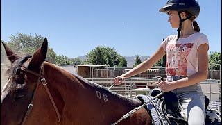 My First Horseback Riding Lesson EVER  Karolina Protsenko [upl. by Elkcim]