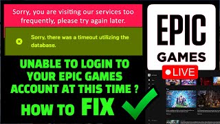 Unable To Login To Your Epic Games Account At This Time FIX ✅ [upl. by Marrin]