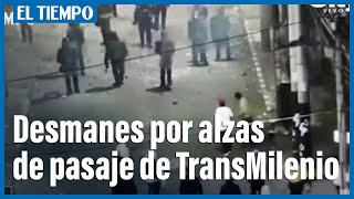 Desmanes por alzas en pasaje de TransMilenio en Molinos  El Tiempo [upl. by Akirdnuhs]