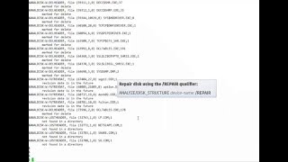 Analyze and Repair inconsistent disk structure on OpenVMS [upl. by Carrick]