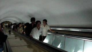 Pyongyang Metro Puhung Station Escalator [upl. by Alekehs]