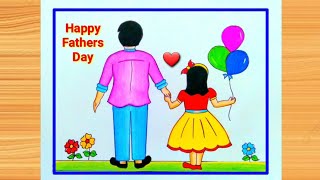 Fathers Day Drawing Easy  Fathers Day Drawing with Pencil Sketch  Fathers Day Poster Drawing [upl. by Furlani]