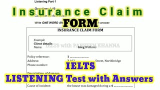 INSURANCE CLAIM FORM LISTENING TEST  BEST IELTS LISTENING TEST WITH ANSWERS  IELTS LISTENING [upl. by Hudgens]