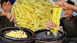 11 Years Old Kid Selling French Fries 🍟 Street Food Afghani Fries Recipe  Hardworking Afghani Boy [upl. by Aliwt]