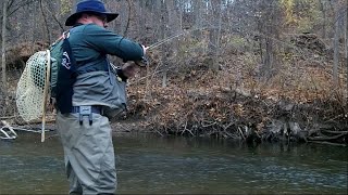 Fly Fishing Irondequoit Creek for Steelhead [upl. by Nyrrad]