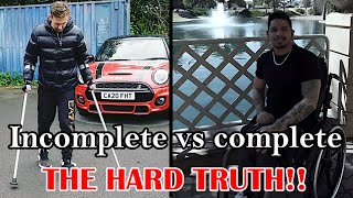 The Harsh Truth About Complete vs Incomplete Spinal Injuries [upl. by Eltotsira]