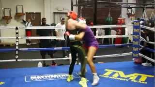 Mikaela Mayer and Mari Cornejo sparring with Floyd Mayweather in her corner Pt 1 [upl. by Marleen413]