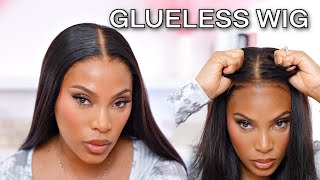 COMPLETELY GLUELESS WIG INSTALL  NO GLUE BEGINNER FRIENDLY WIG INSTALL [upl. by Aleron]